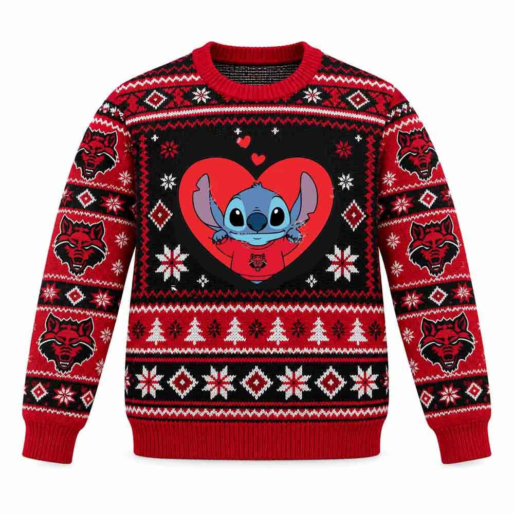 Arkansas State Merch Red Wolves Stitch In Heart Christmas Ugly Sweater Gift For Football Lover 1 - Unicasport Arkansas State Merch Red Wolves Stitch In Heart Christmas Ugly Sweater Gift For Football Lover