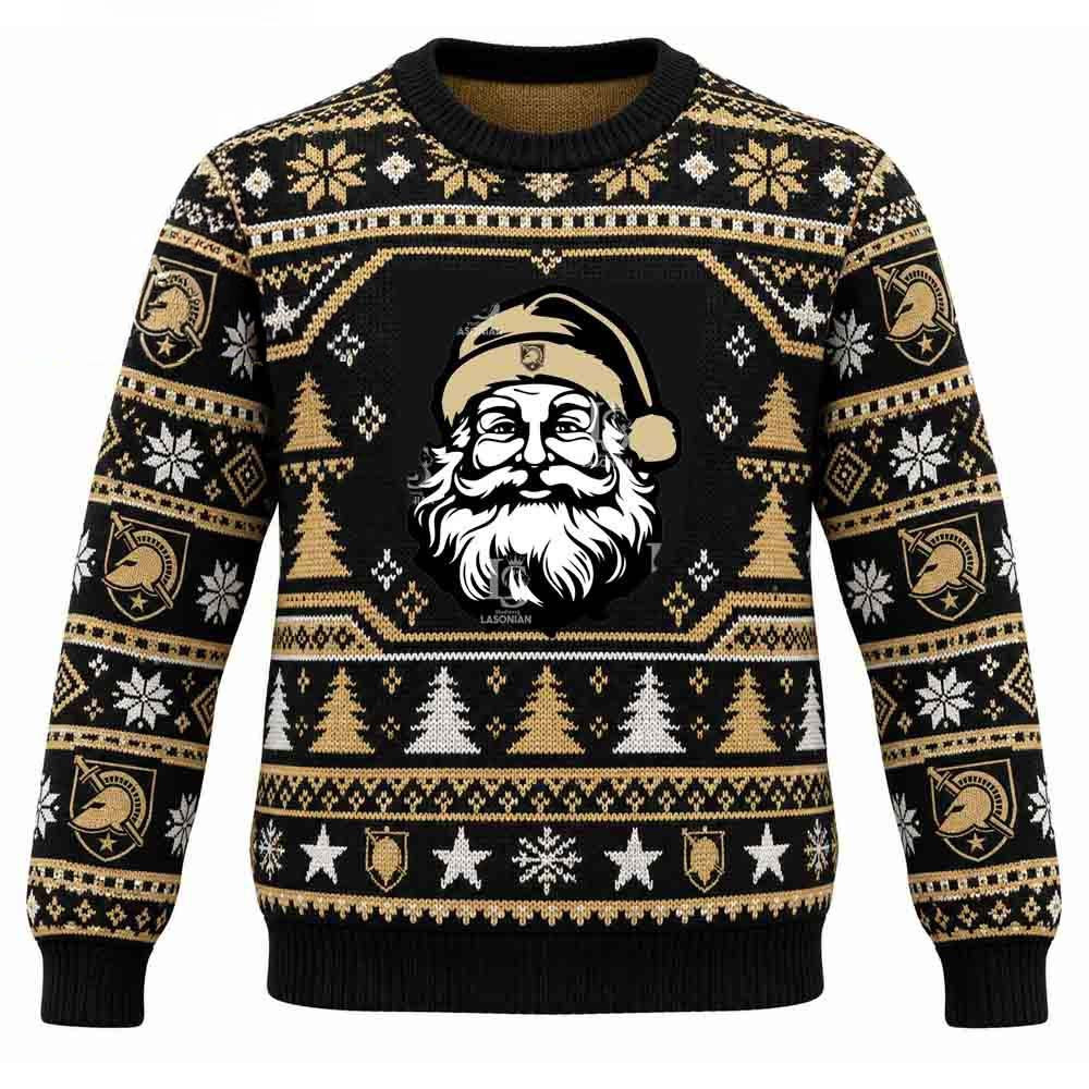 Army Black Knights Merch Santa Claus Head Christmas Ugly Sweater Gift For Friends 1 - Unicasport Army Black Knights Merch Santa Claus Head Christmas Ugly Sweater Gift For Friends