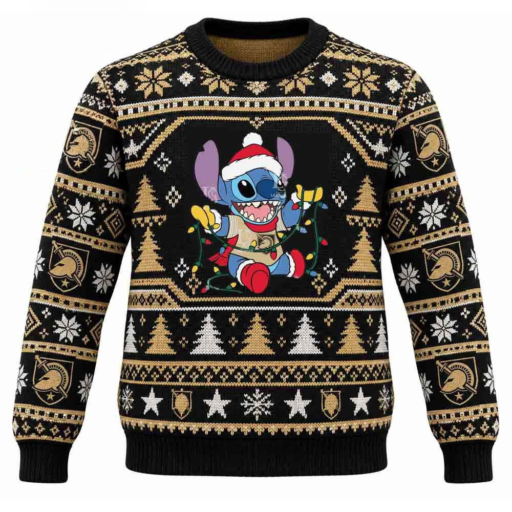 Army Black Knights Merch Stitch Christmas Lights Christmas Ugly Sweater Best Gift For Men 1 - Unicasport Army Black Knights Merch Stitch Christmas Lights Christmas Ugly Sweater Best Gift For Men