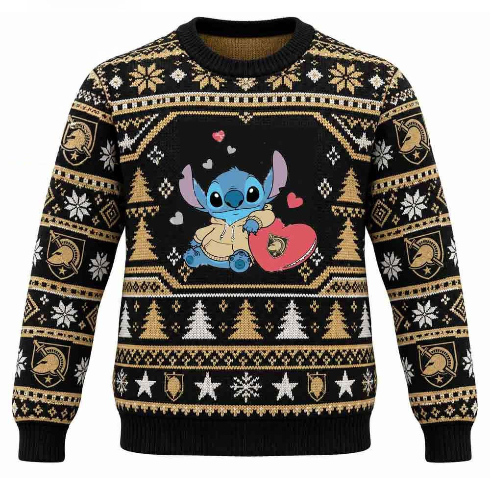 Army Black Knights Merch Stitch Hugging Big Heart Christmas Ugly Sweater Gift For Fans 1 - Unicasport Army Black Knights Merch Stitch Hugging Big Heart Christmas Ugly Sweater Gift For Fans