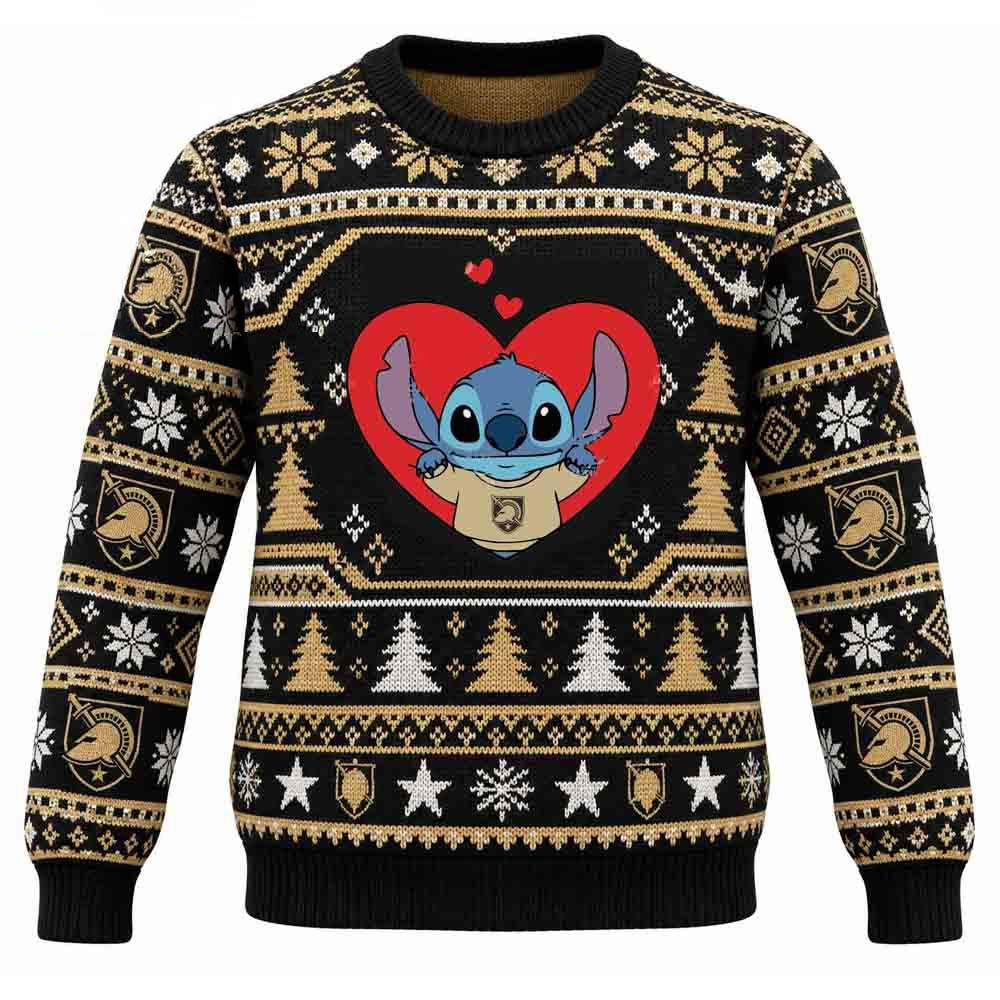 Army Black Knights Merch Stitch In Heart Christmas Ugly Sweater Unique Fans Gear 1 - Unicasport Army Black Knights Merch Stitch In Heart Christmas Ugly Sweater Unique Fans Gear