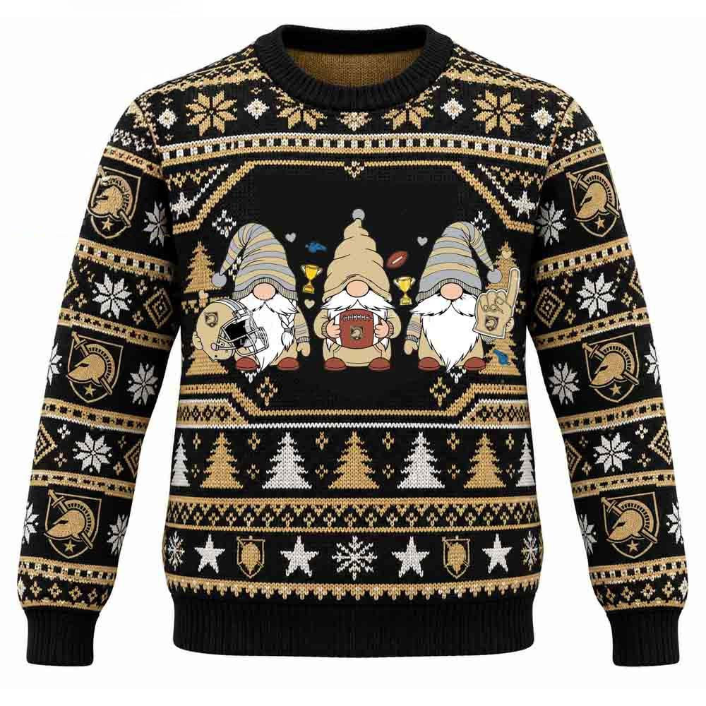 Army Black Knights Merch Three Gnome Christmas Ugly Sweashirt Gift For Bestie