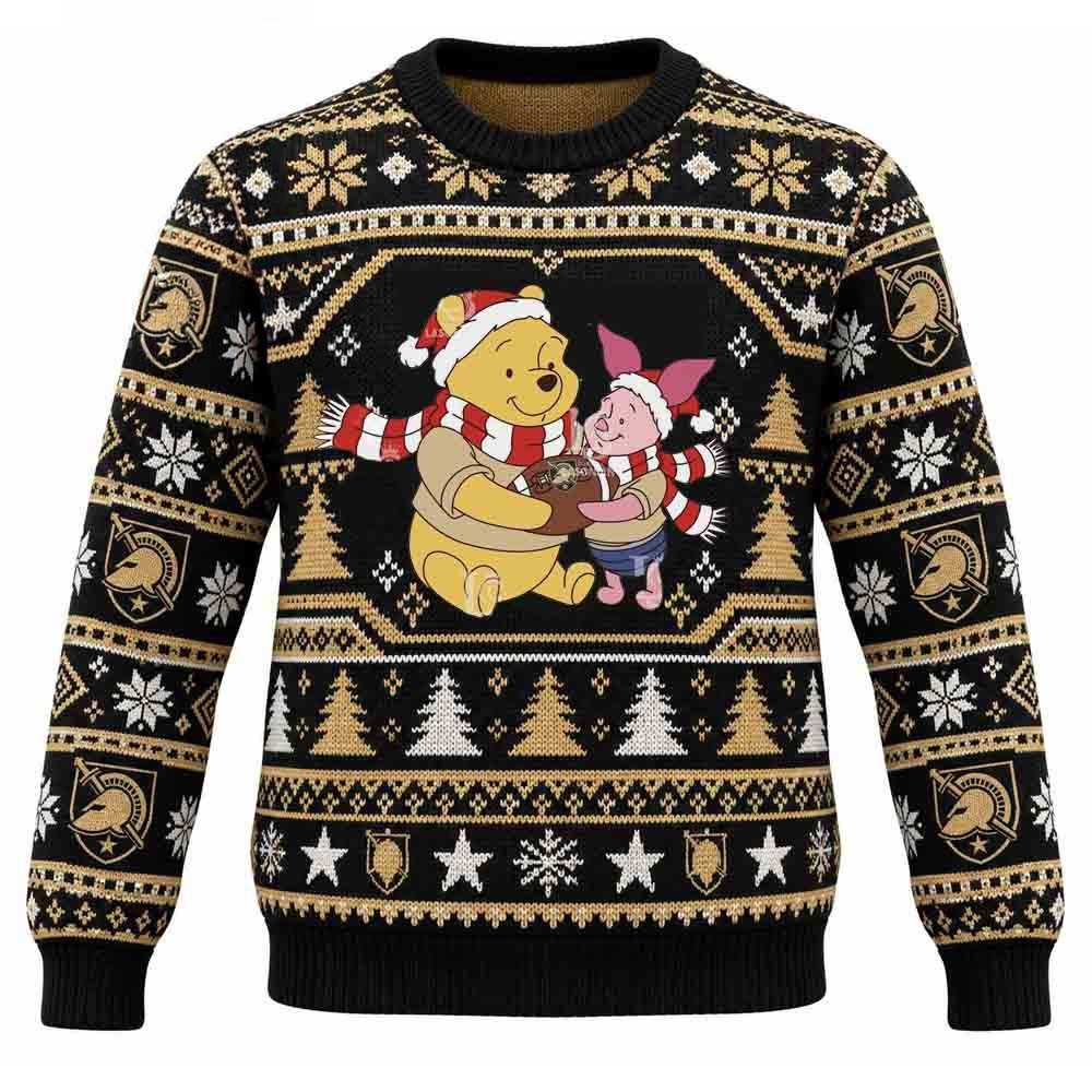 Army Black Knights Merch Winnie The Pooh And Piglet Football Christmas Ugly Sweater Gift For Friends 1 - Unicasport Army Black Knights Merch Winnie The Pooh And Piglet Football Christmas Ugly Sweater Gift For Friends