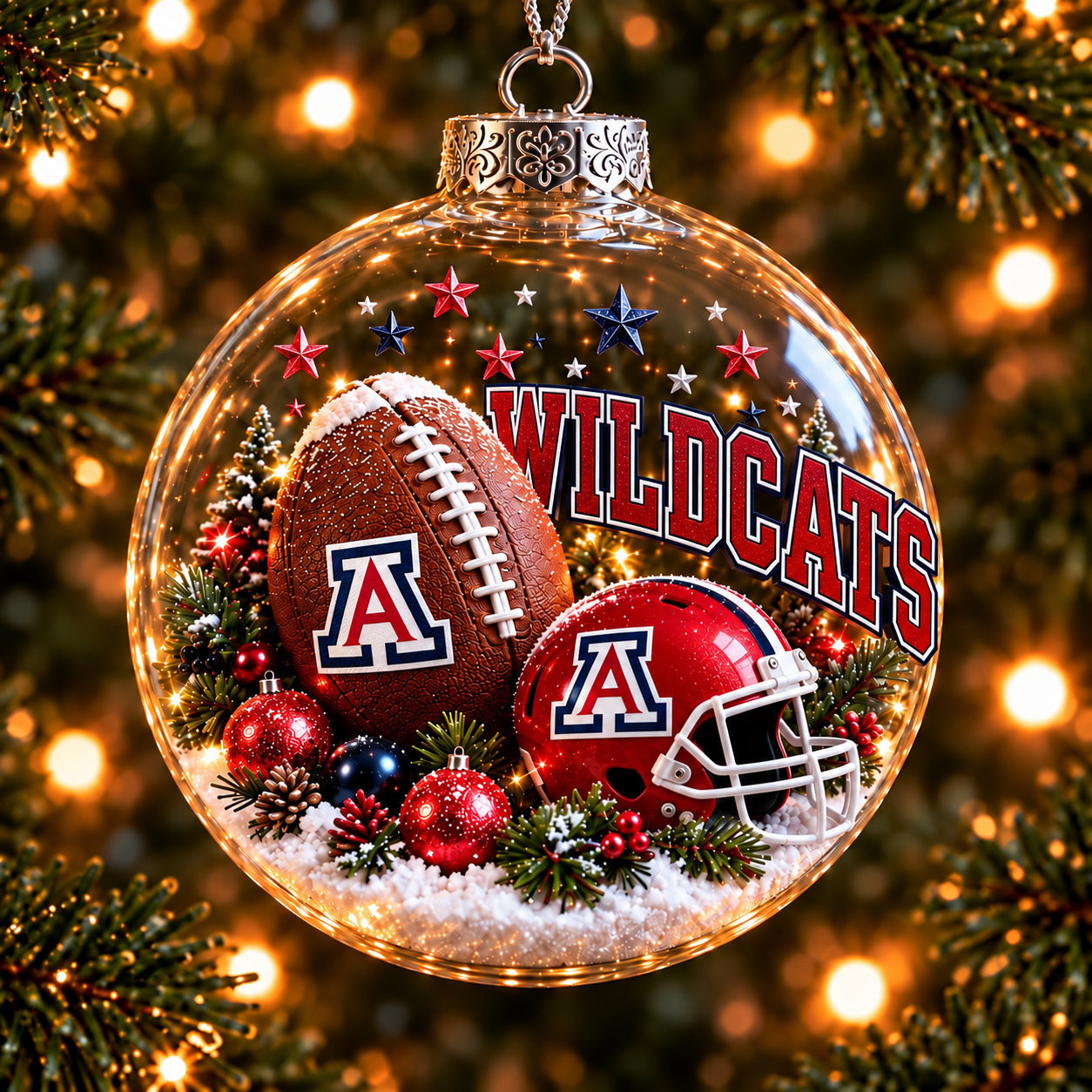 Arizona Wildcats Merch Bauble Ornament Wildcats Football Tree Decor Xmas Gift
