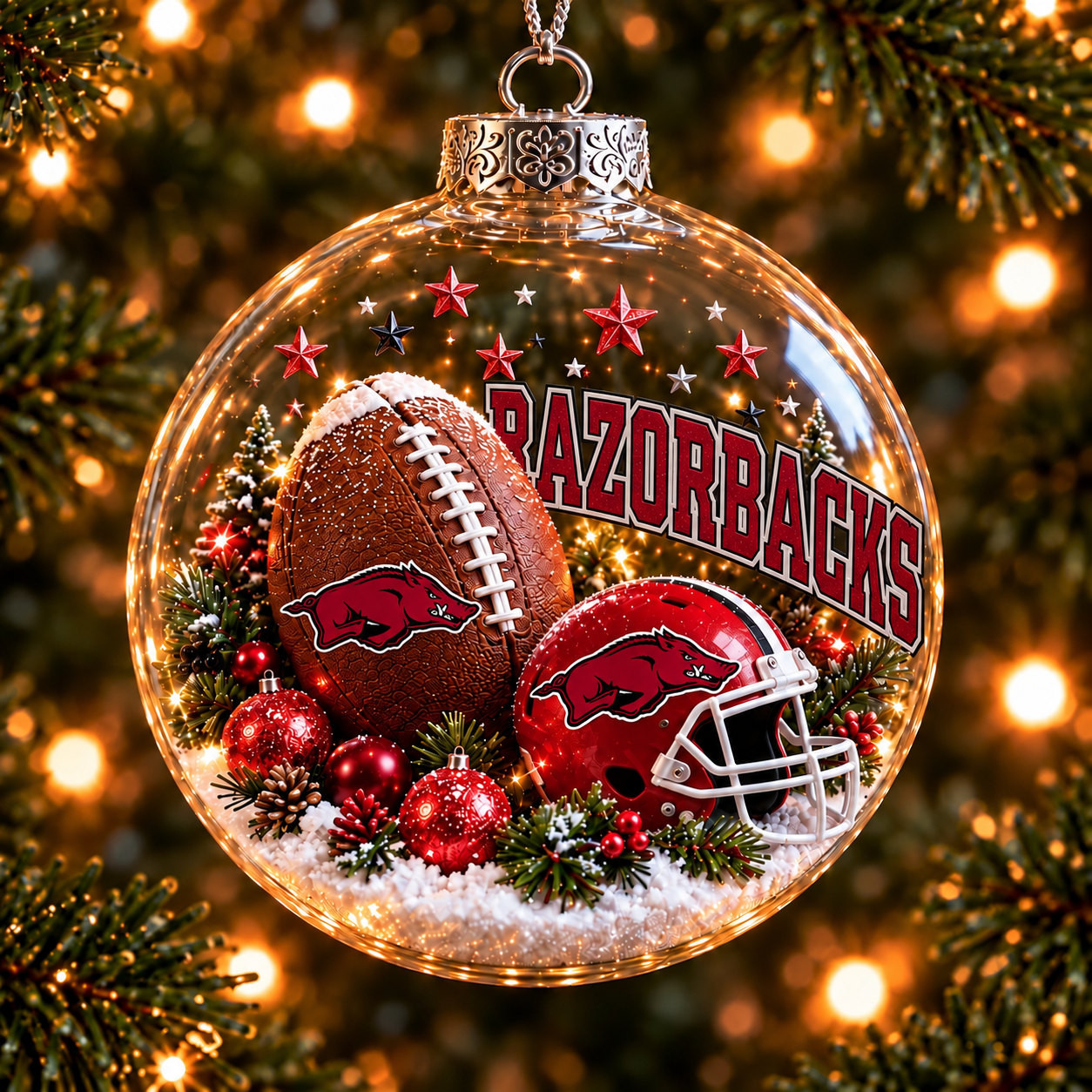 Arkansas Razorbacks Merch Bauble Ornament Arkansas Football Tree Decor Sport Gift