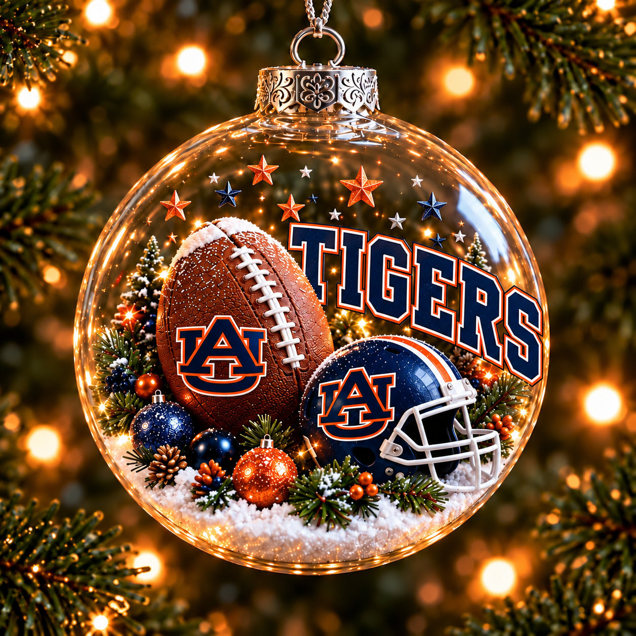 Auburn Tigers Merch Bauble Ornament Tigers Football Tree Decor Xmas Gift