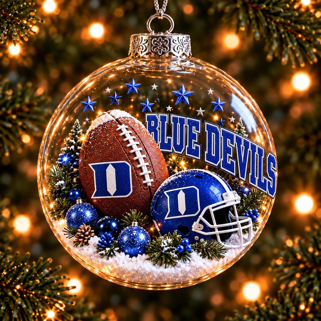 Duke Blue Devils Merch Bauble Ornament Duke Football Tree Decor Holiday Gift