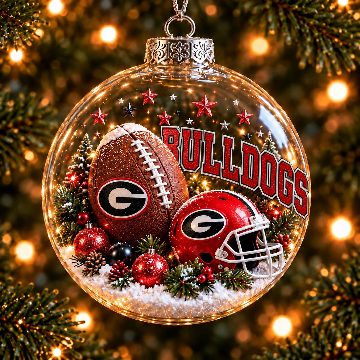 Georgia Bulldogs Merch Bauble Ornament Bulldogs Football Christmas Decor NCAA Fan Gift