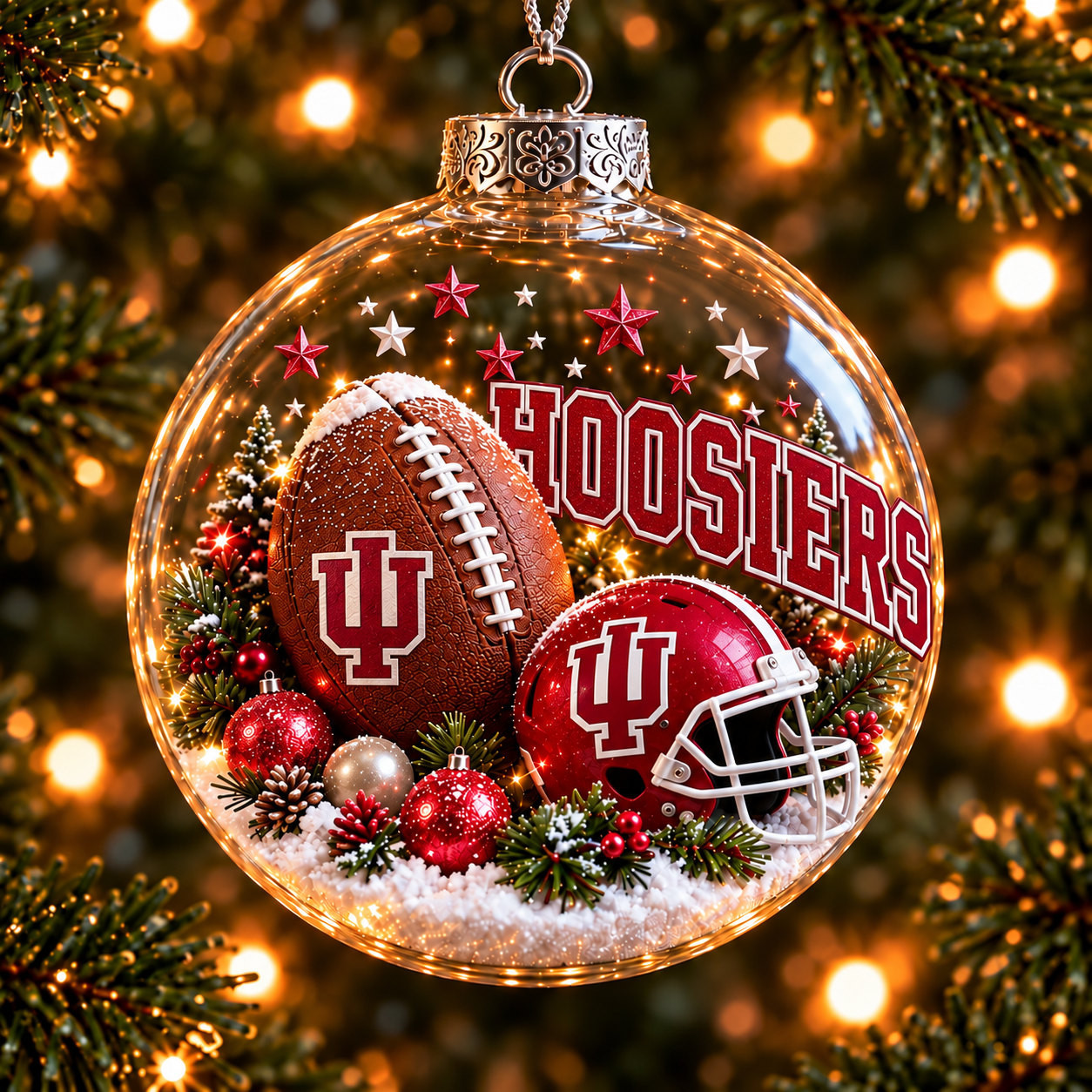 Indiana Hoosiers Merch Bauble Ornament Hoosiers Football Xmas Ornament Fan Gifts