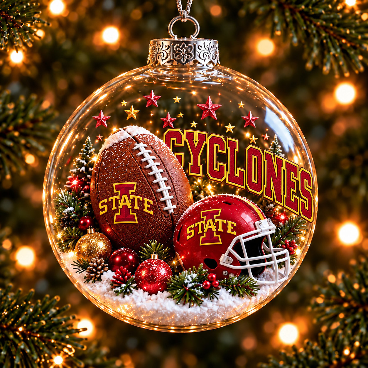 Iowa State Cyclones Merch Bauble Ornament Cyclones Football Xmas Ornament Gifts