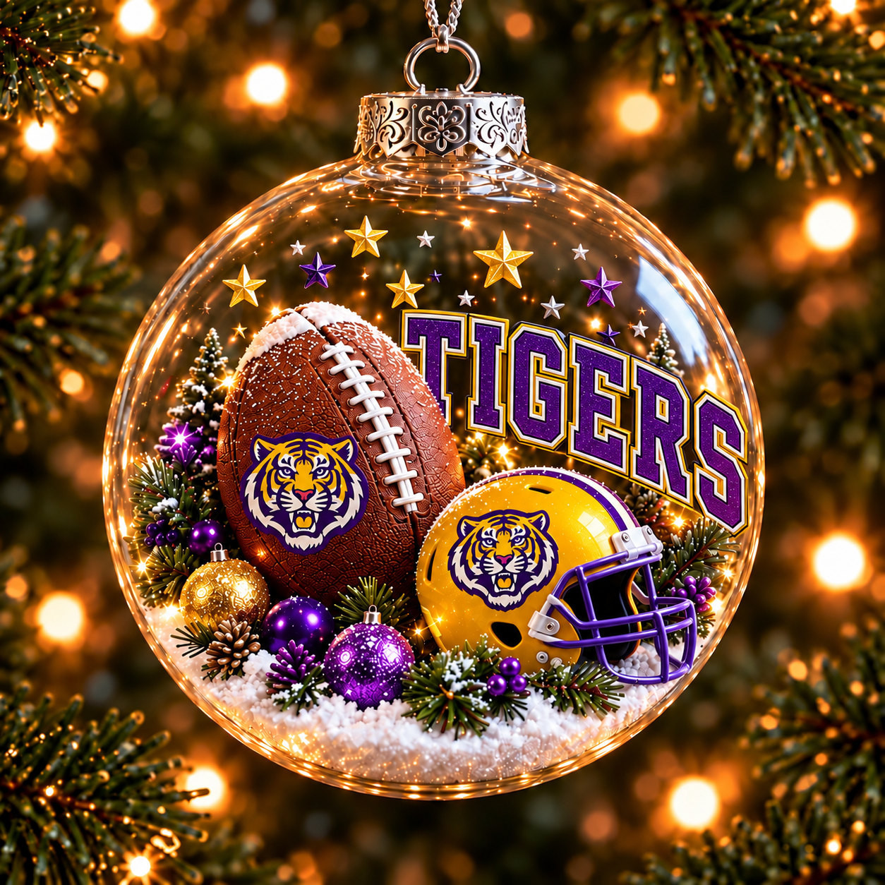 LSU Tigers Merch Bauble Ornament LSU Tigers Football Xmas Ornament Sport Gifts