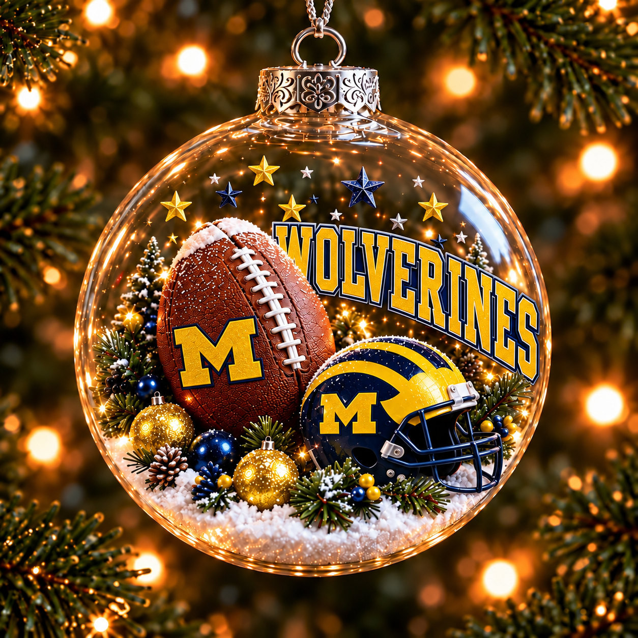 Michigan Wolverines Merch Bauble Ornament Wolverines Football Xmas Ornament Gifts