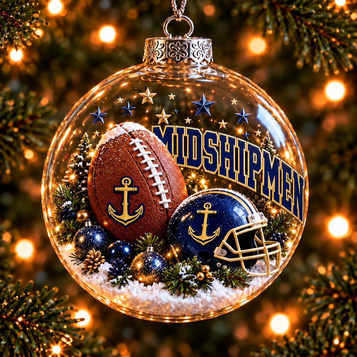 Navy Midshipmen Merch Bauble Ornament Midshipmen NCAA Xmas Ornament Fan Gifts