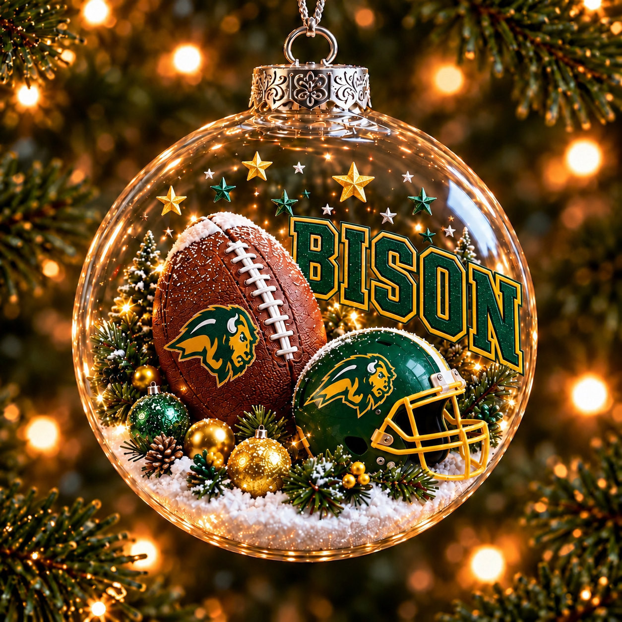 North Dakota State Bison Merch Bauble Ornament State Bison NCAA Xmas Ornament Gifts
