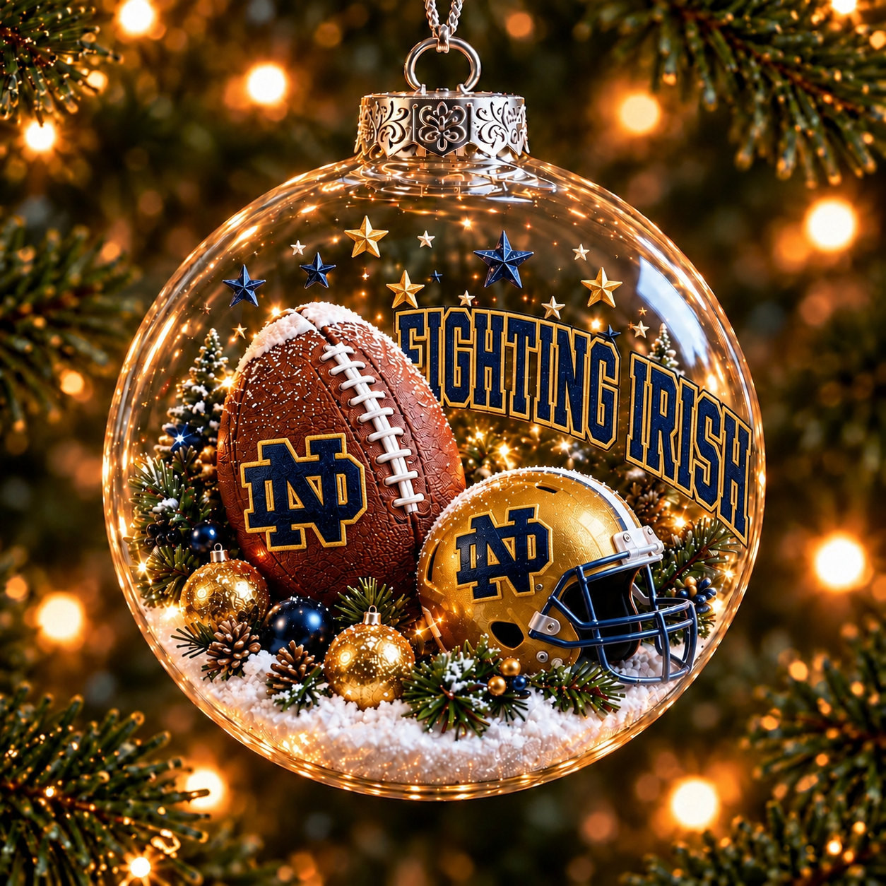 Notre Dame Fighting Irish Merch Bauble Ornament Fighting Irish NCAA Xmas Ornament