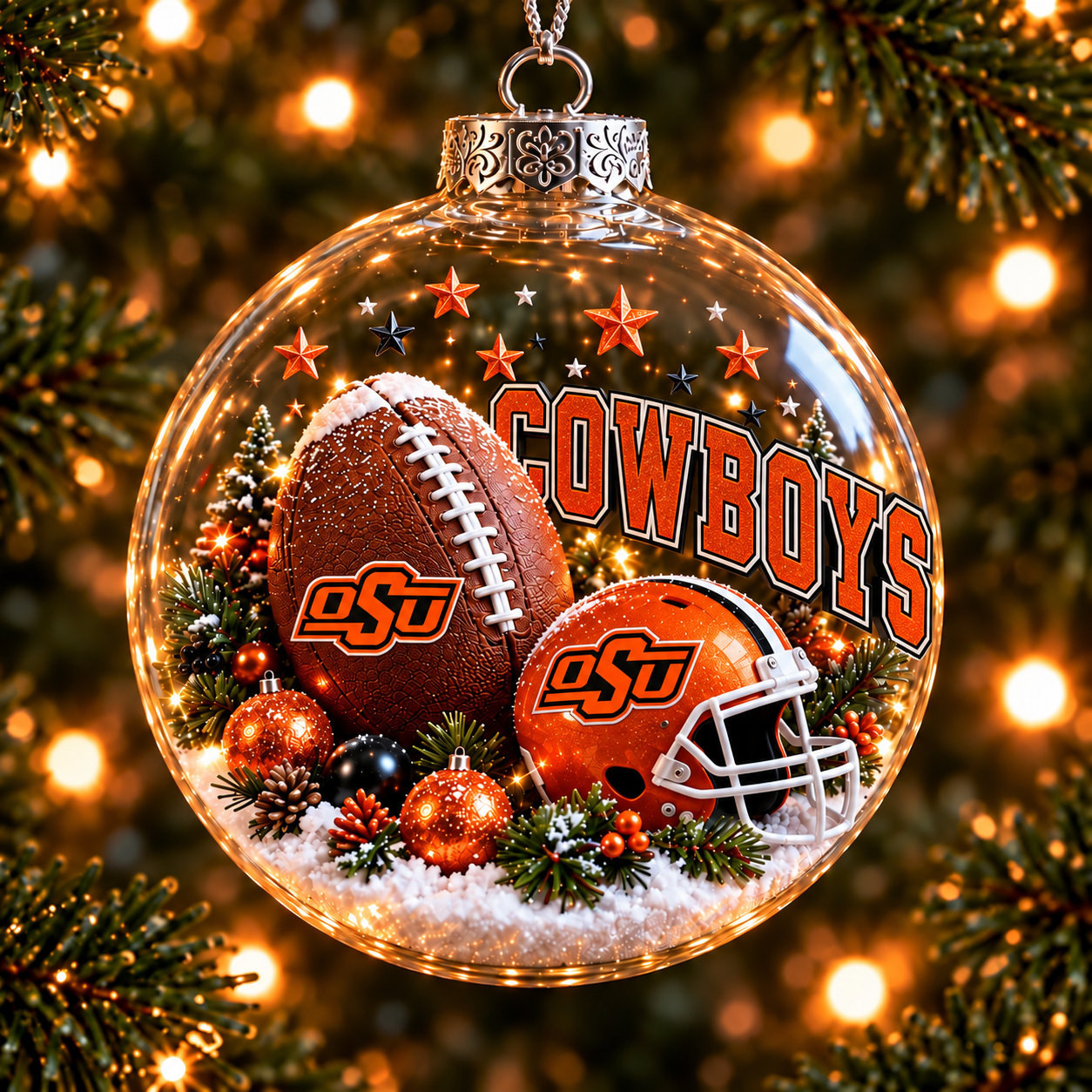 Oklahoma State Cowboys Merch Bauble Ornament Cowboys NCAA Xmas Ornament Christmas Gift