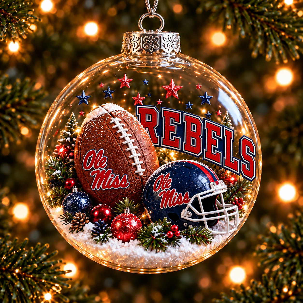 Ole Miss Rebels Merch Bauble Ornament Rebels NCAA Xmas Ornament Christmas Gift