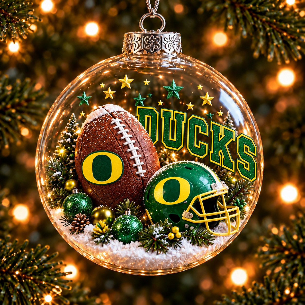 Oregon Ducks Merch Bauble Ornament Ducks NCAA Xmas Ornament Ducks Fan Gifts