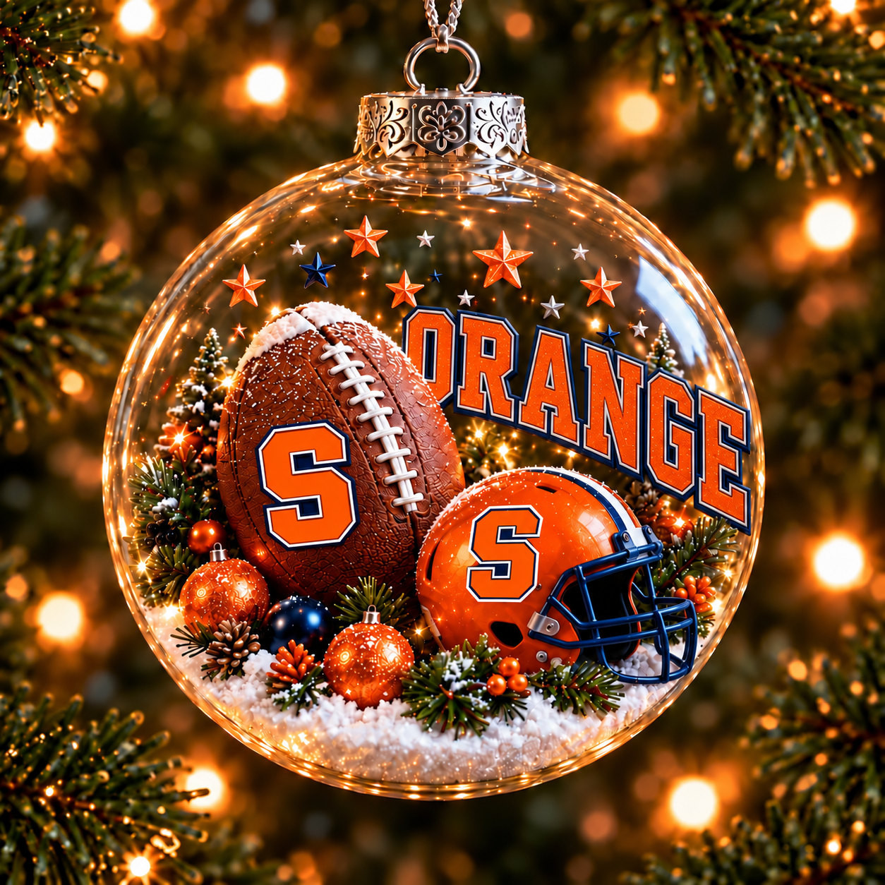 Syracuse Orange Merch Bauble Ornament Orange NCAA Xmas Ornament Sports Fan Gifts