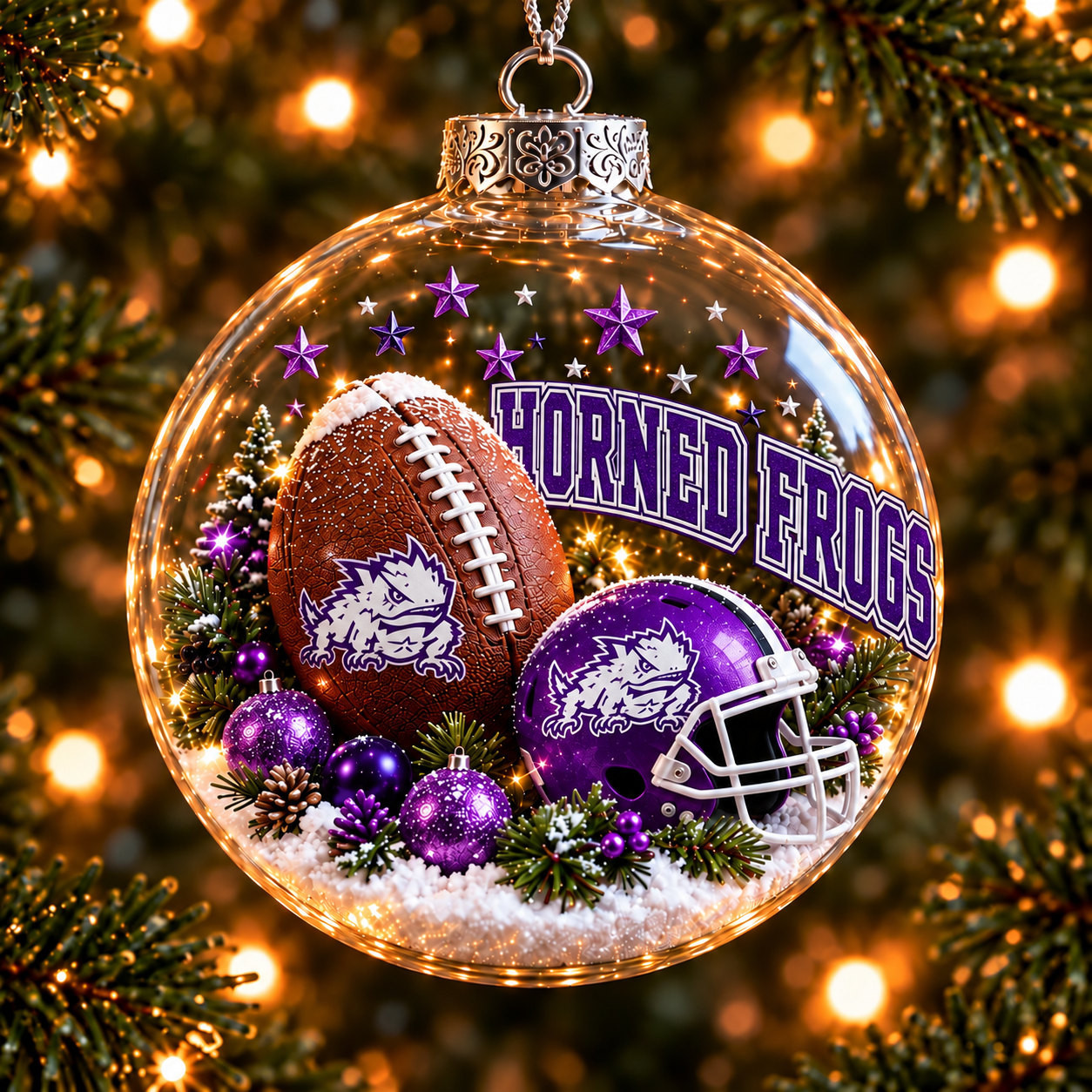 TCU Horned Frogs Merch Bauble Ornament Horned Frogs NCAA Xmas Ornament Fan Gifts