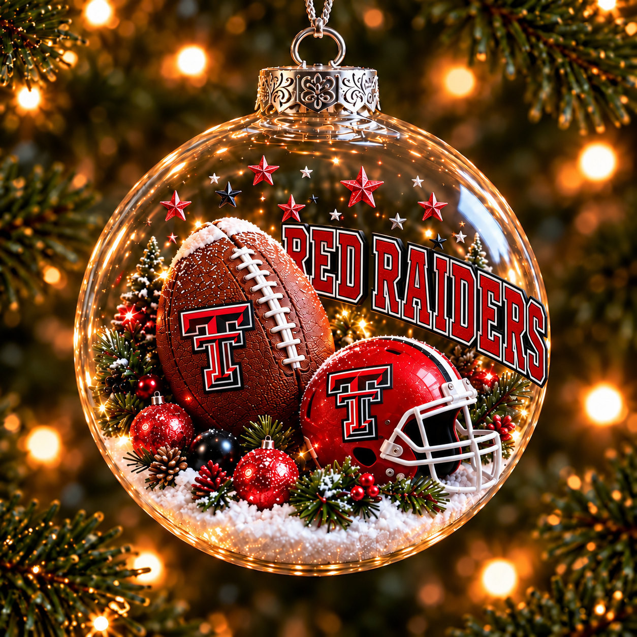 Texas Tech Red Raiders Merch Bauble Ornament Red Raiders NCAA Xmas Ornament Gift