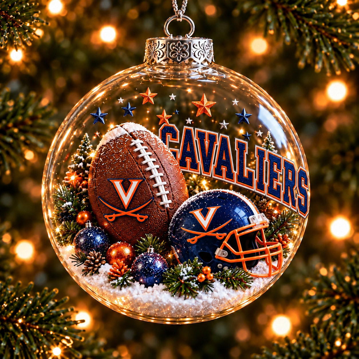 Virginia Cavaliers Merch Bauble Ornament Cavaliers NCAA Xmas Ornament Sport Gift