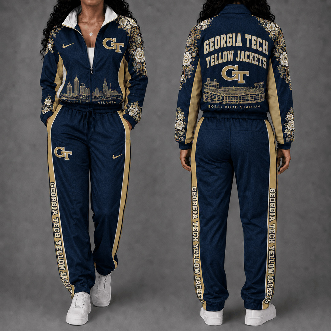 Georgia Tech Yellow Jackets Floral Stadium Jacket And Sweatpants Set Georgia Tech Gear 1 - Unicasport Georgia Tech Yellow Jackets Floral Stadium Jacket And Sweatpants Set Georgia Tech Gear