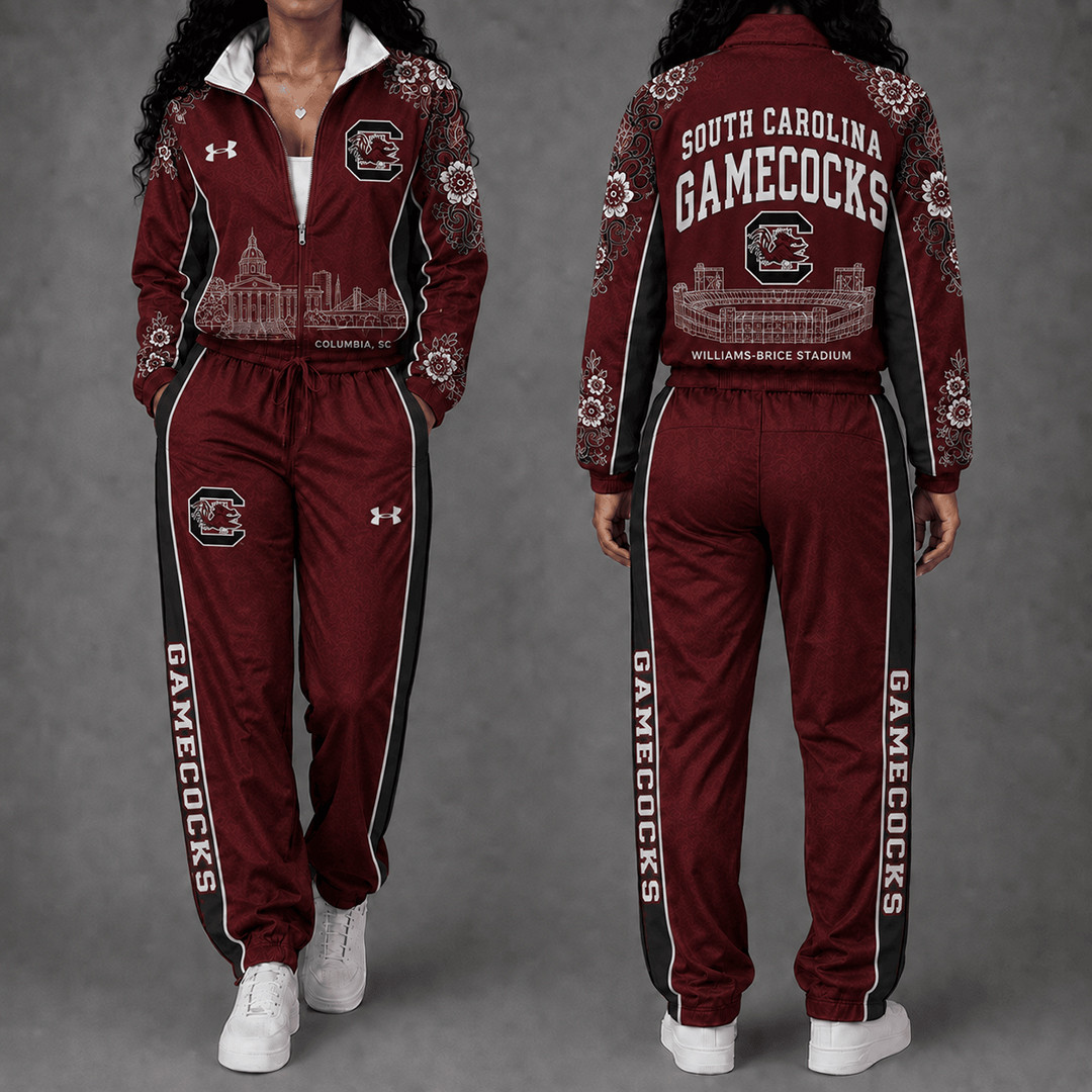 South Carolina Gamecocks Floral Stadium Jacket And Sweatpants Set Gamecocks Clothes 1 - Unicasport South Carolina Gamecocks Floral Stadium Jacket And Sweatpants Set Gamecocks Clothes