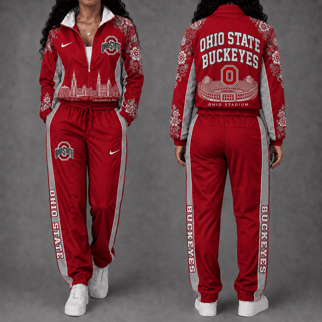 Ohio State Buckeyes Floral Stadium Jacket And Sweatpants Set Buckeyes Fan Outfits 1 - Unicasport Ohio State Buckeyes Floral Stadium Jacket And Sweatpants Set Buckeyes Fan Outfits