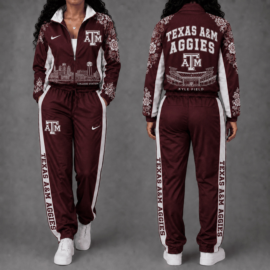 Texas A&M Aggies Floral Stadium Jacket And Sweatpants Set Aggies Football Clothing 1 - Unicasport Texas A&M Aggies Floral Stadium Jacket And Sweatpants Set Aggies Football Clothing