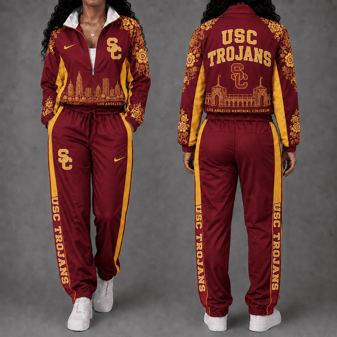 USC Trojans Floral Stadium Jacket And Sweatpants Set Trojans Football Clothes Gifts 1 - Unicasport USC Trojans Floral Stadium Jacket And Sweatpants Set Trojans Football Clothes Gifts