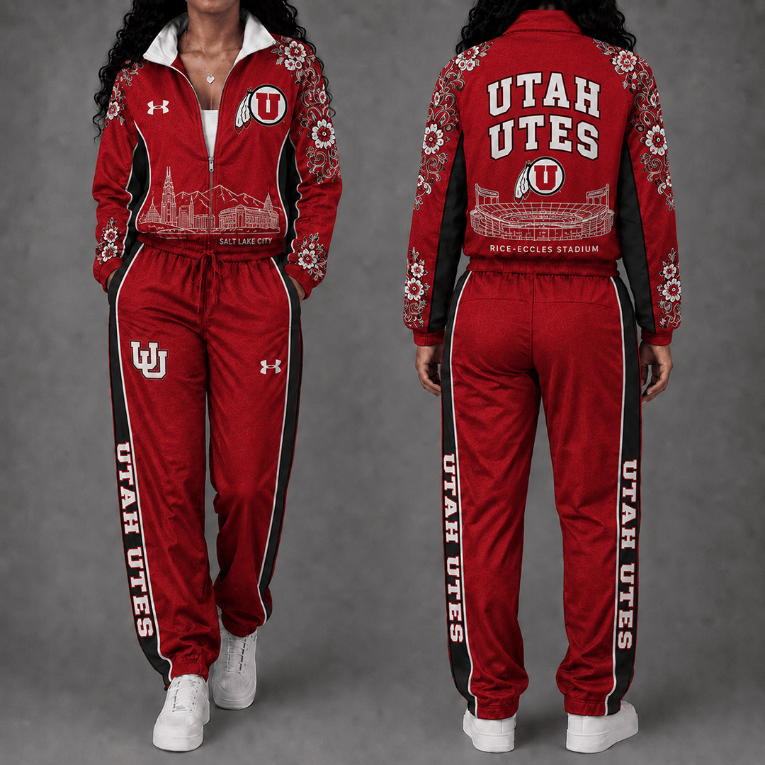Utah Utes Floral Stadium Jacket And Sweatpants Set Utes Football Outfits Mom Gifts 1 - Unicasport Utah Utes Floral Stadium Jacket And Sweatpants Set Utes Football Outfits Mom Gifts