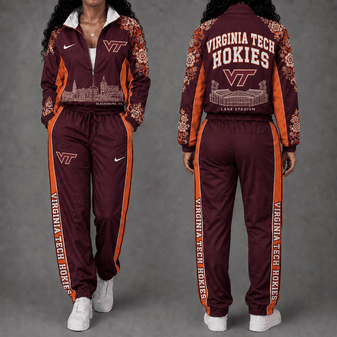 Virginia Tech Hokies Floral Stadium Jacket And Sweatpants Set Hokies Football Attire 1 - Unicasport Virginia Tech Hokies Floral Stadium Jacket And Sweatpants Set Hokies Football Attire