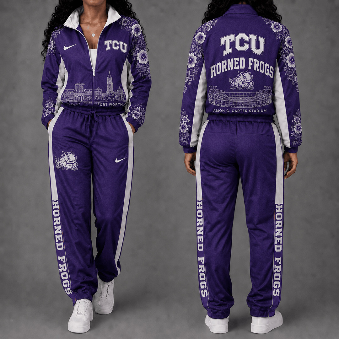 TCU Horned Frogs Floral Stadium Jacket And Sweatpants Set TCU Pride Attire Fan Gifts 1 - Unicasport TCU Horned Frogs Floral Stadium Jacket And Sweatpants Set TCU Pride Attire Fan Gifts