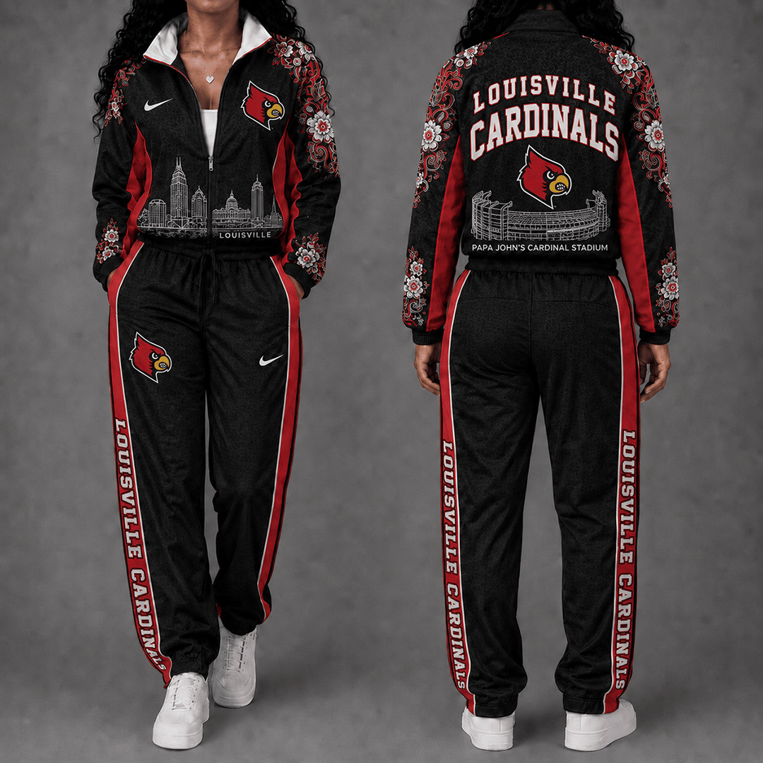 Louisville Cardinals Floral Stadium Jacket And Sweatpants Set Cardinals Gameday Clothes 1 - Unicasport Louisville Cardinals Floral Stadium Jacket And Sweatpants Set Cardinals Gameday Clothes