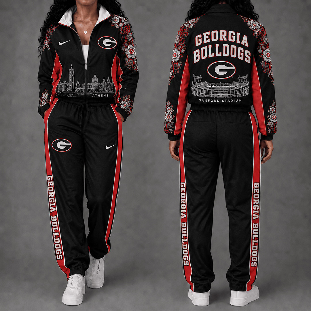 Georgia Bulldogs Floral Stadium Jacket And Sweatpants Set Bulldogs NCAA Clothing 1 - Unicasport Georgia Bulldogs Floral Stadium Jacket And Sweatpants Set Bulldogs NCAA Clothing