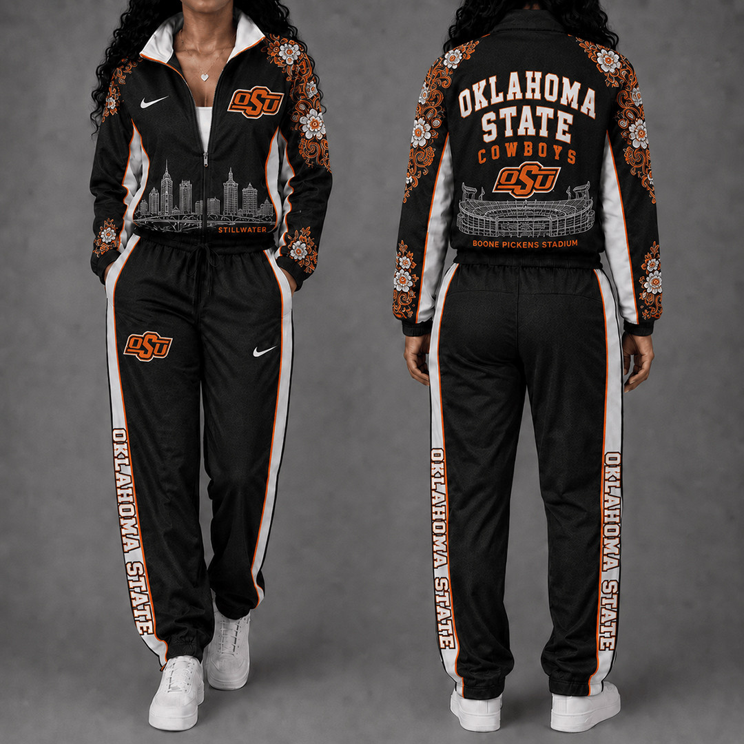 Oklahoma State Cowboys Floral Stadium Jacket And Sweatpants Set Cowboys Fan Wear 1 - Unicasport Oklahoma State Cowboys Floral Stadium Jacket And Sweatpants Set Cowboys Fan Wear
