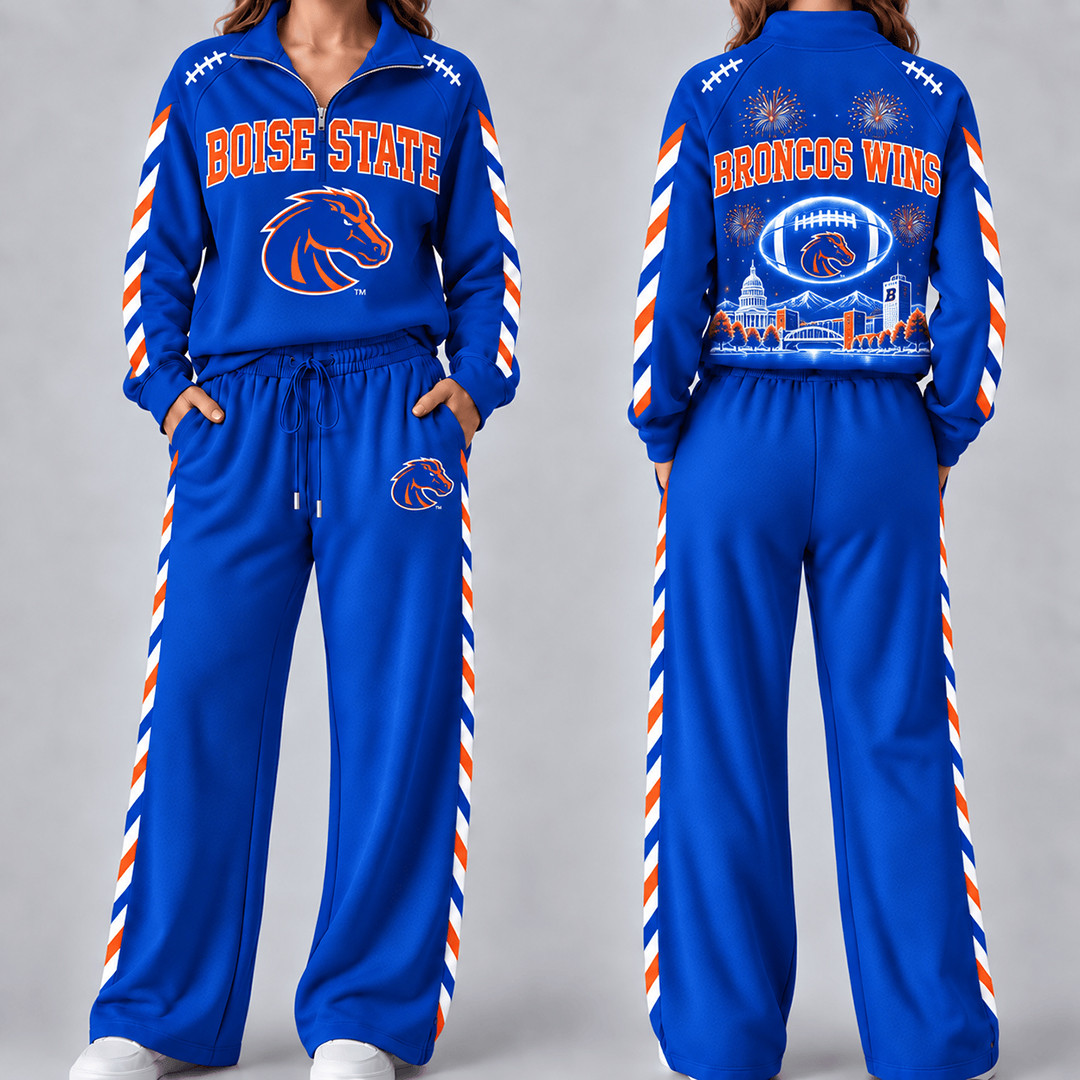 Boise State Broncos Merch Half Zip Sweatshirt And Sweatpants Set Broncos Game Clothes 1 - Unicasport Boise State Broncos Merch Half Zip Sweatshirt And Sweatpants Set Broncos Game Clothes