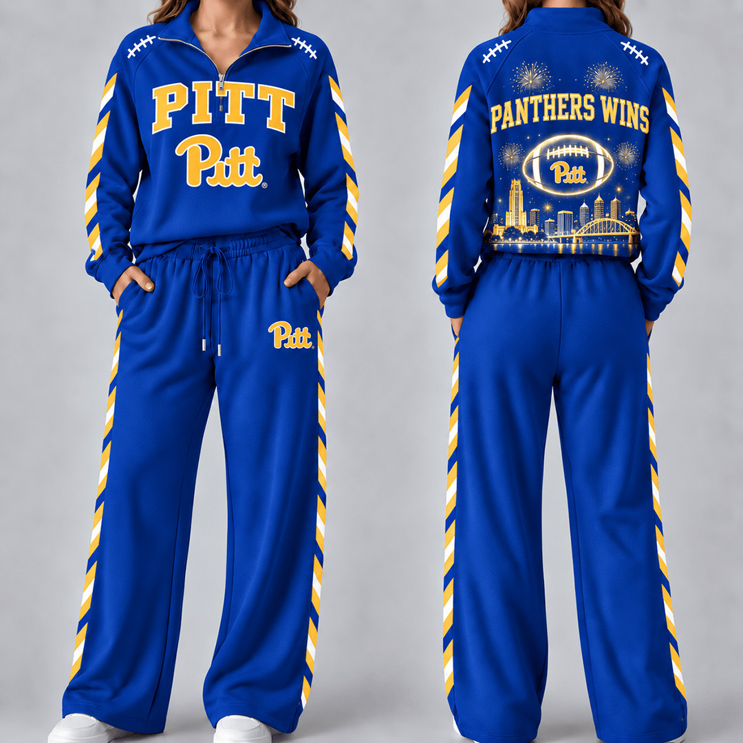 Pittsburgh Panthers Merch Half Zip Sweatshirt And Sweatpants Set Panthers NCAA Wear 1 - Unicasport Pittsburgh Panthers Merch Half Zip Sweatshirt And Sweatpants Set Panthers NCAA Wear