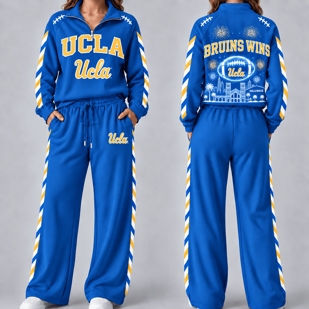 UCLA Bruins Merch Half Zip Sweatshirt And Sweatpants Set Bruins Gameday Clothing 1 - Unicasport UCLA Bruins Merch Half Zip Sweatshirt And Sweatpants Set Bruins Gameday Clothing