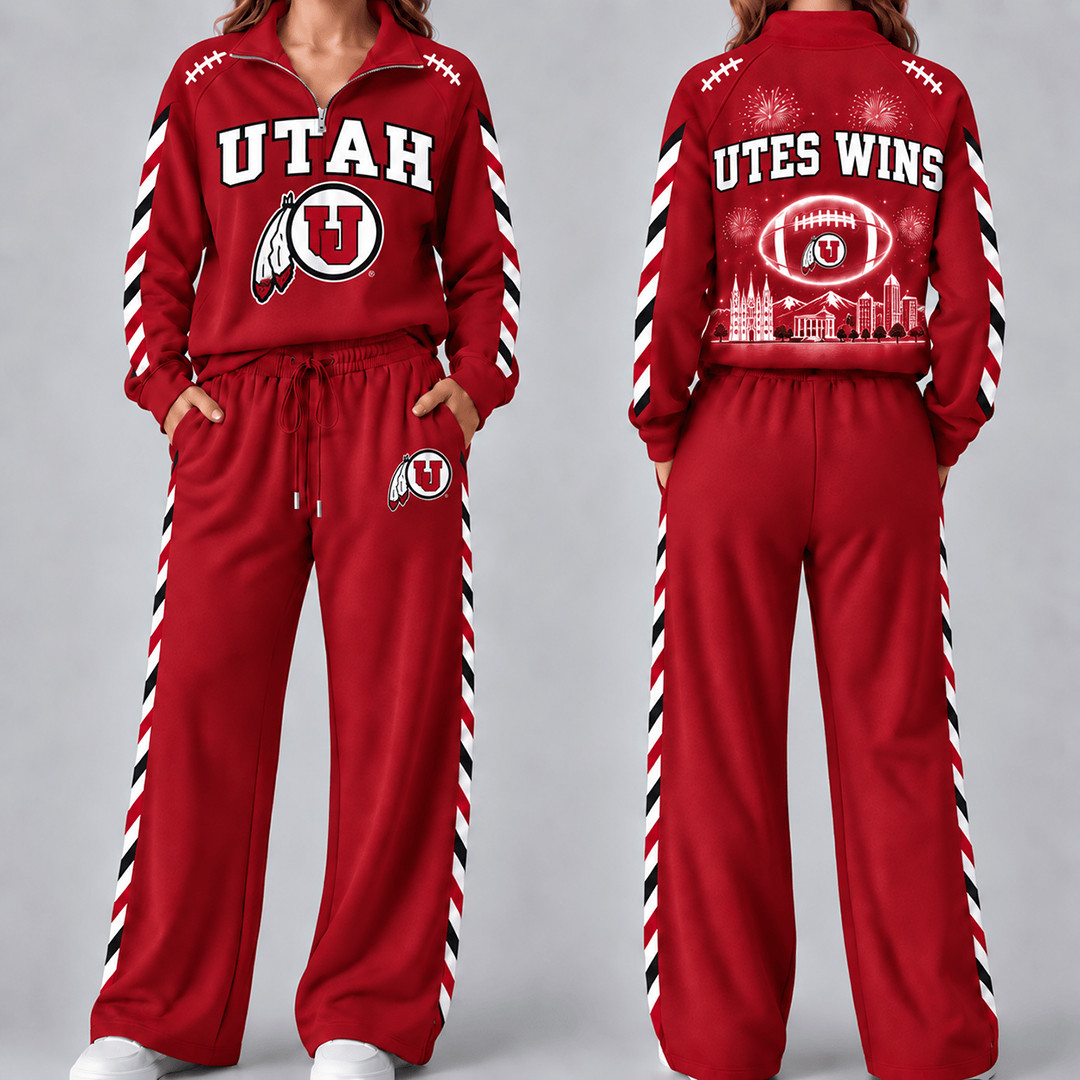Utah Utes Merch Half Zip Sweatshirt And Sweatpants Set Utes Gameday Gear Sport Gifts 1 - Unicasport Utah Utes Merch Half Zip Sweatshirt And Sweatpants Set Utes Gameday Gear Sport Gifts
