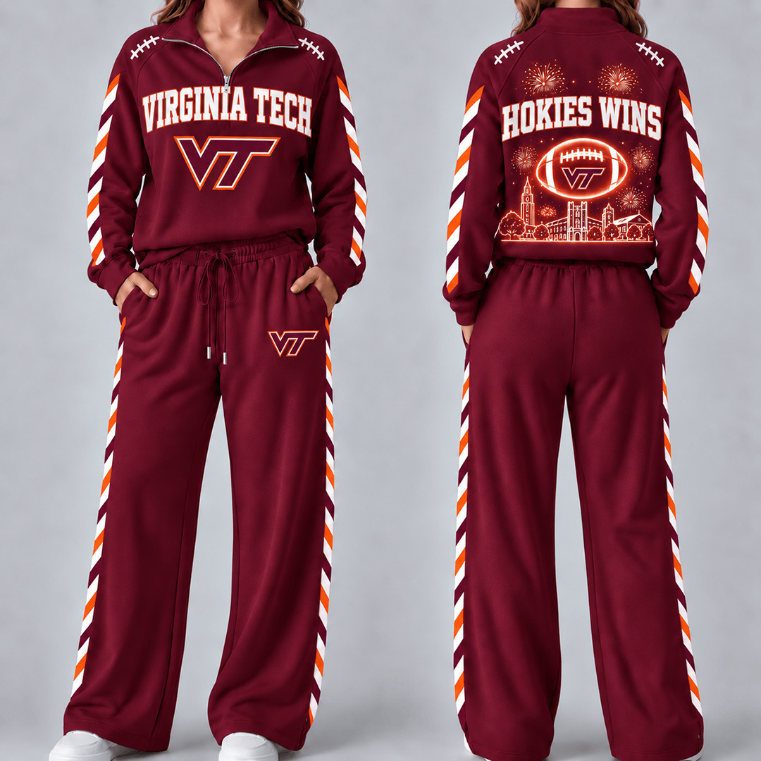 Virginia Tech Hokies Merch Half Zip Sweatshirt And Sweatpants Set Hokies Gameday Clothes 1 - Unicasport Virginia Tech Hokies Merch Half Zip Sweatshirt And Sweatpants Set Hokies Gameday Clothes