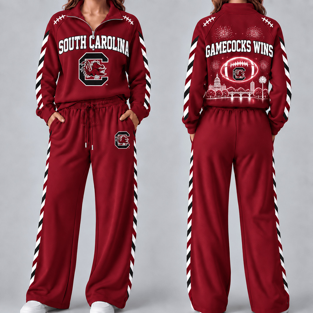 South Carolina Gamecocks Merch Half Zip Sweatshirt And Sweatpants Set Gamecocks NCAA Wear 1 - Unicasport South Carolina Gamecocks Merch Half Zip Sweatshirt And Sweatpants Set Gamecocks NCAA Wear