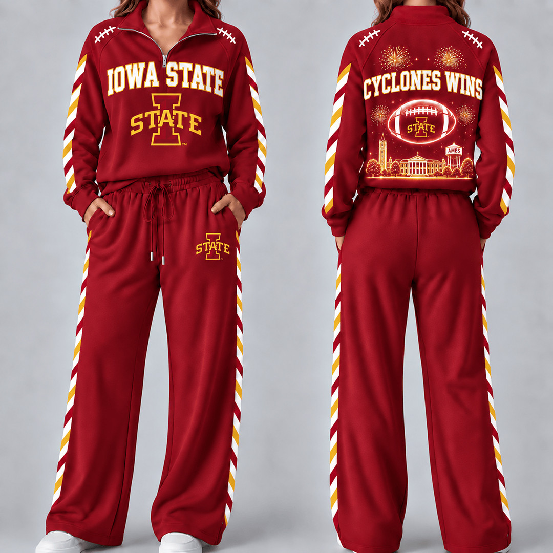 Iowa State Cyclones Merch Half Zip Sweatshirt And Sweatpants Set Cyclones Pride Clothing 1 - Unicasport Iowa State Cyclones Merch Half Zip Sweatshirt And Sweatpants Set Cyclones Pride Clothing