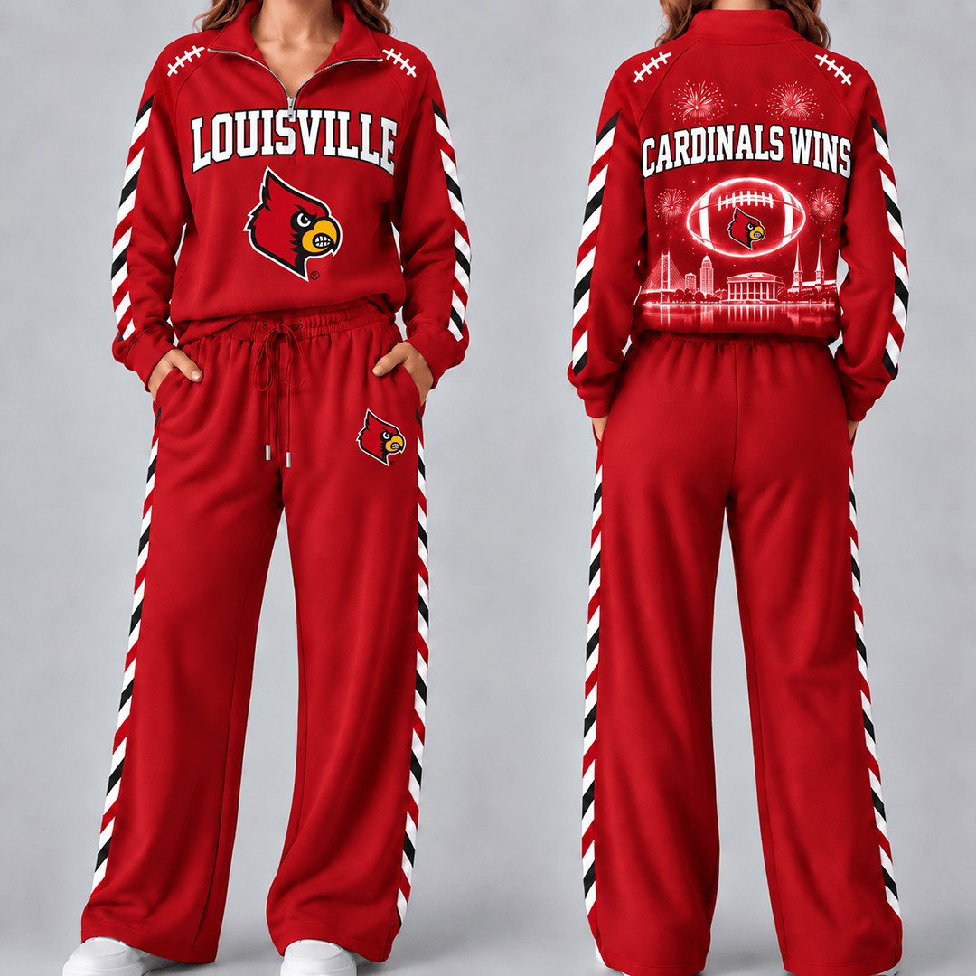 Louisville Cardinals Merch Half Zip Sweatshirt And Sweatpants Set Cardinals Outfits 1 - Unicasport Louisville Cardinals Merch Half Zip Sweatshirt And Sweatpants Set Cardinals Outfits