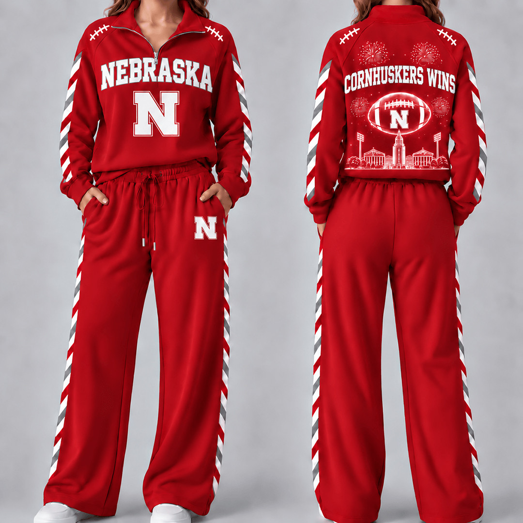 Nebraska Cornhuskers Merch Half Zip Sweatshirt And Sweatpants Set Cornhuskers Fan Gear 1 - Unicasport Nebraska Cornhuskers Merch Half Zip Sweatshirt And Sweatpants Set Cornhuskers Fan Gear