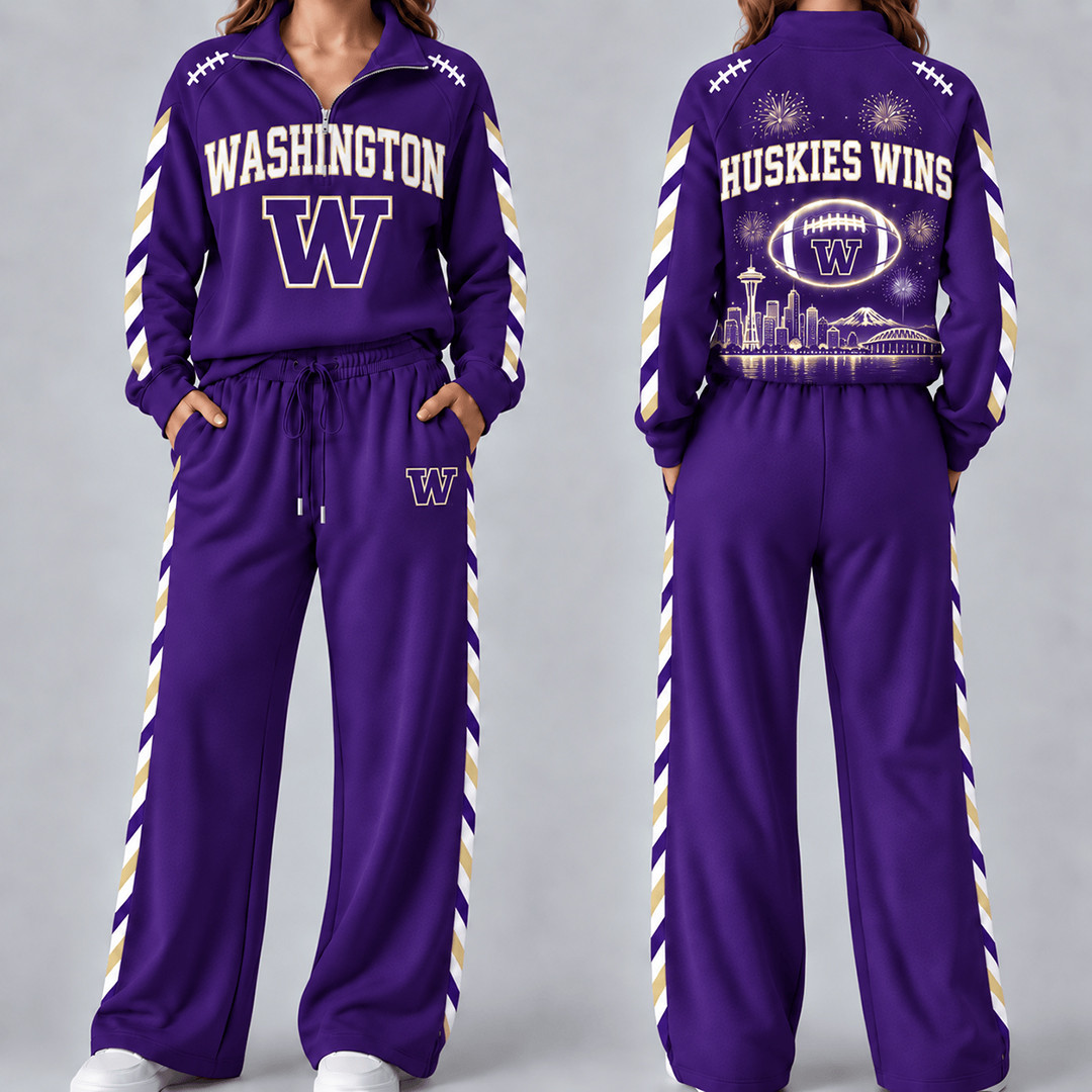 Washington Huskies Merch Half Zip Sweatshirt And Sweatpants Set Huskies Gameday Wear 1 - Unicasport Washington Huskies Merch Half Zip Sweatshirt And Sweatpants Set Huskies Gameday Wear
