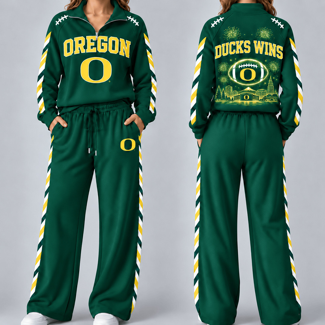 Oregon Ducks Merch Half Zip Sweatshirt And Sweatpants Set Ducks NCAA Apparel Gifts 1 - Unicasport Oregon Ducks Merch Half Zip Sweatshirt And Sweatpants Set Ducks NCAA Apparel Gifts