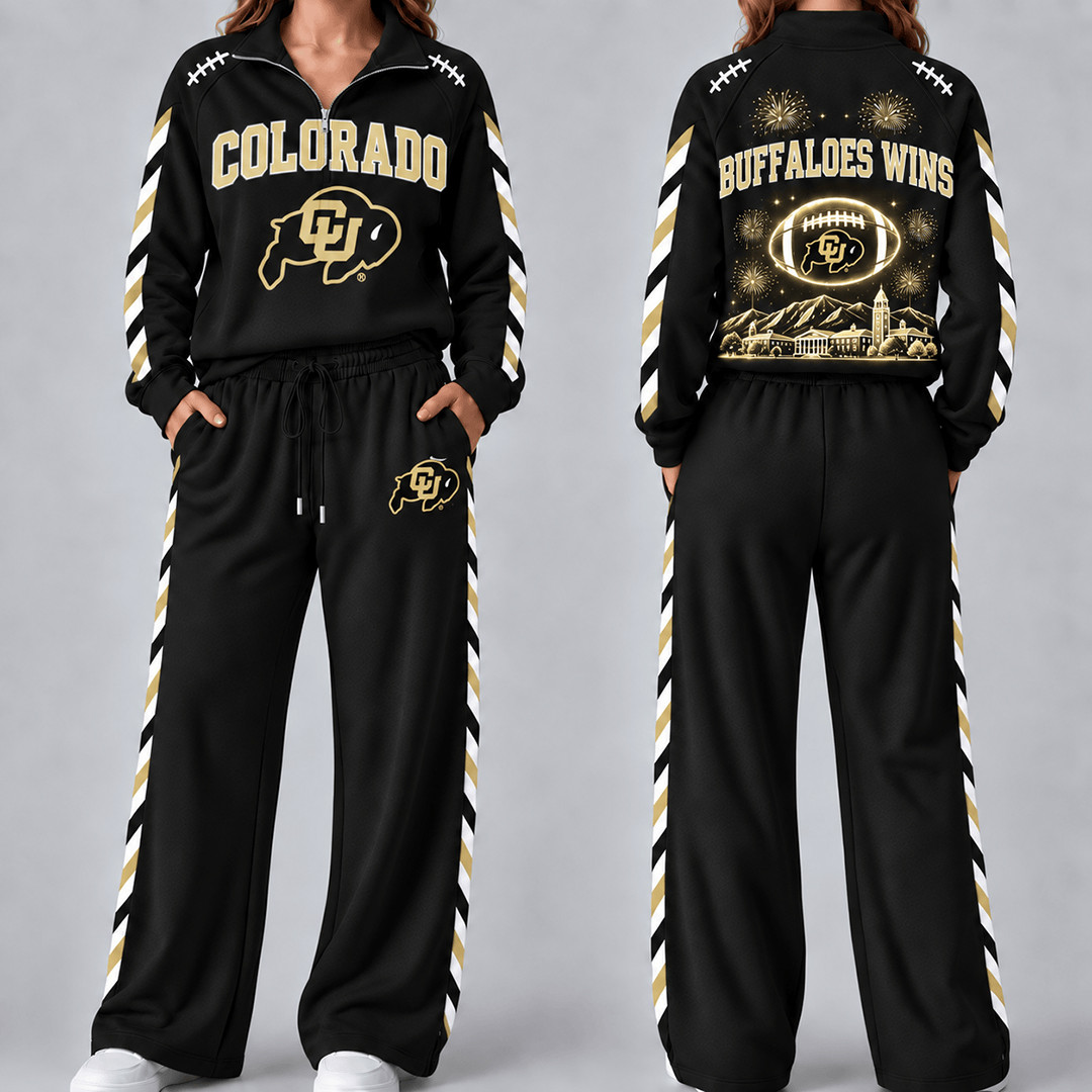 Colorado Buffaloes Merch Half Zip Sweatshirt And Sweatpants Set Buffaloes Game Attire 1 - Unicasport Colorado Buffaloes Merch Half Zip Sweatshirt And Sweatpants Set Buffaloes Game Attire