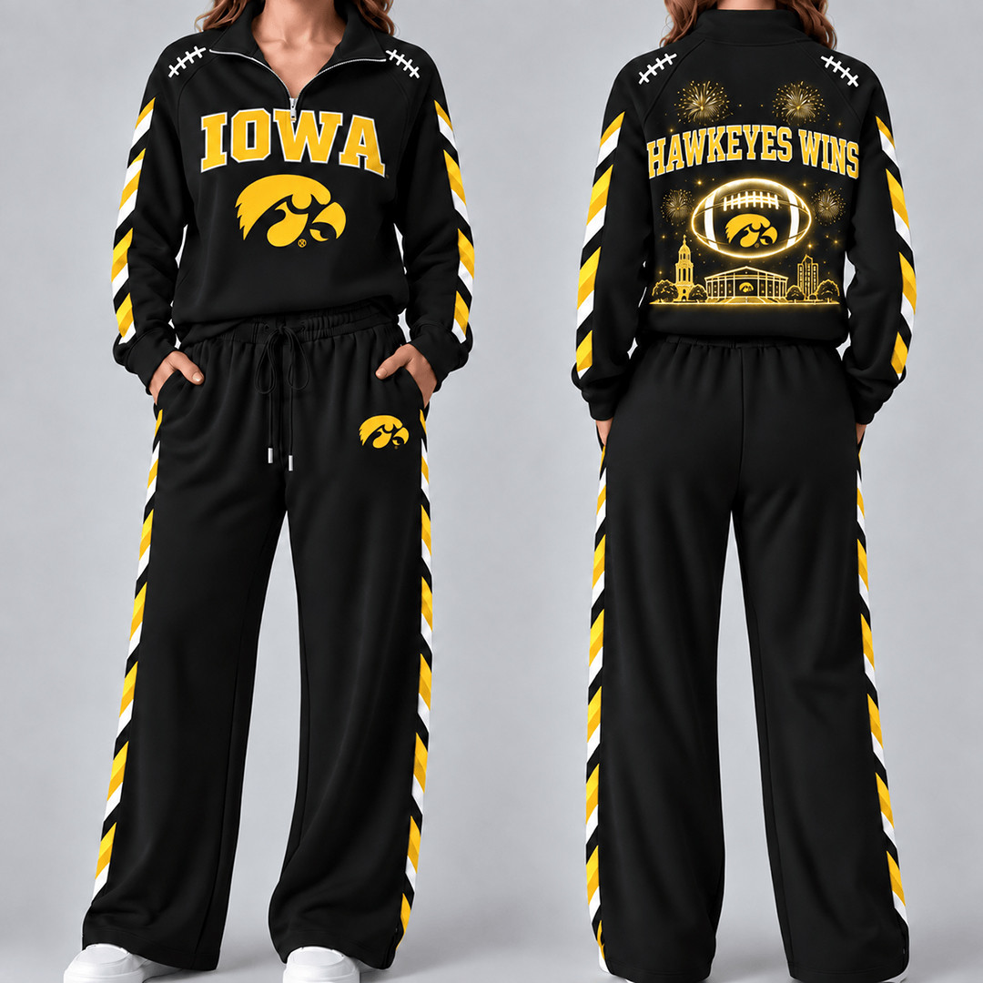 Iowa Hawkeyes Merch Half Zip Sweatshirt And Sweatpants Set Hawkeyes Pride Gear 1 - Unicasport Iowa Hawkeyes Merch Half Zip Sweatshirt And Sweatpants Set Hawkeyes Pride Gear